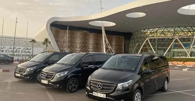 Private chauffeur car waiting for airport transfer, end of the Morocco honeymoon tour