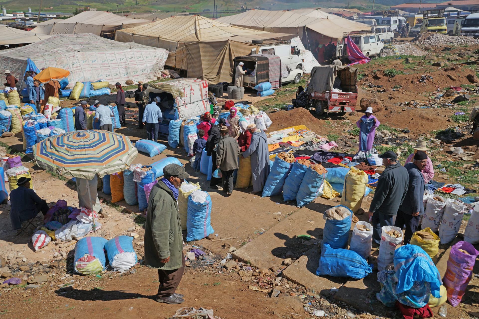 Weekly souk trading day in Azrou, Morocco