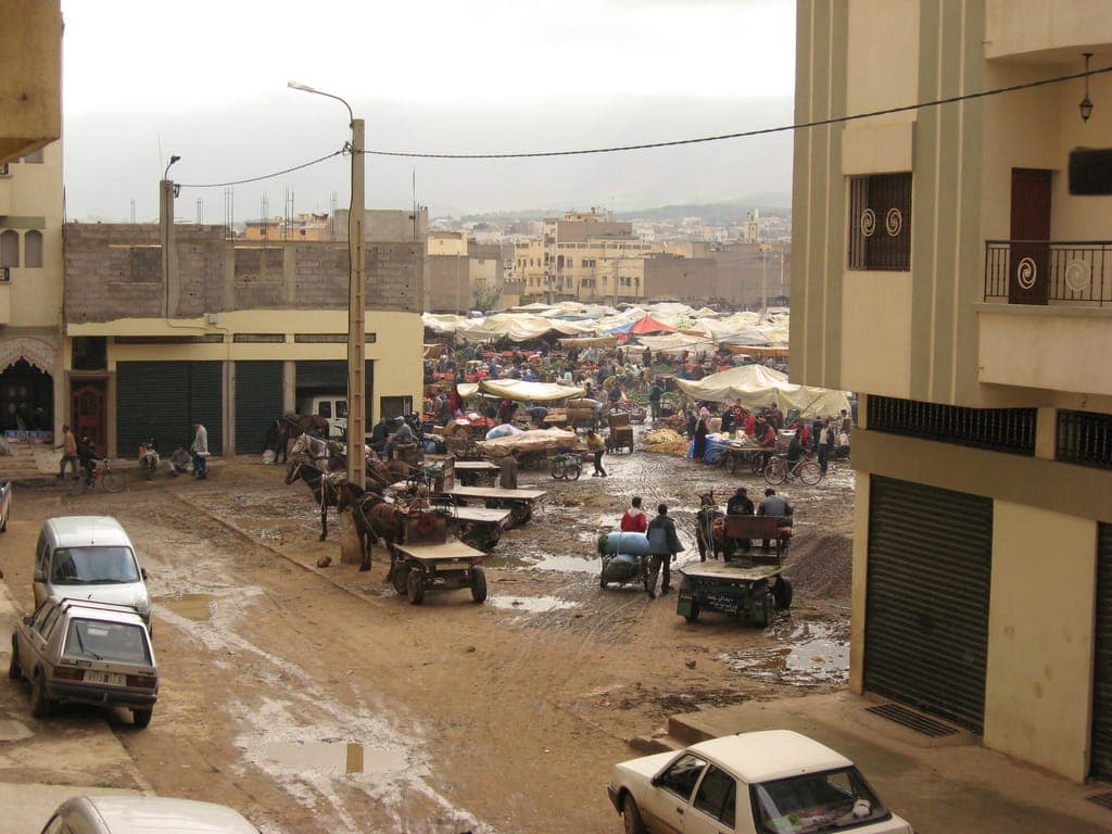 Residential street in the Hay Atlas quarter of Beni Mellal, Morocco