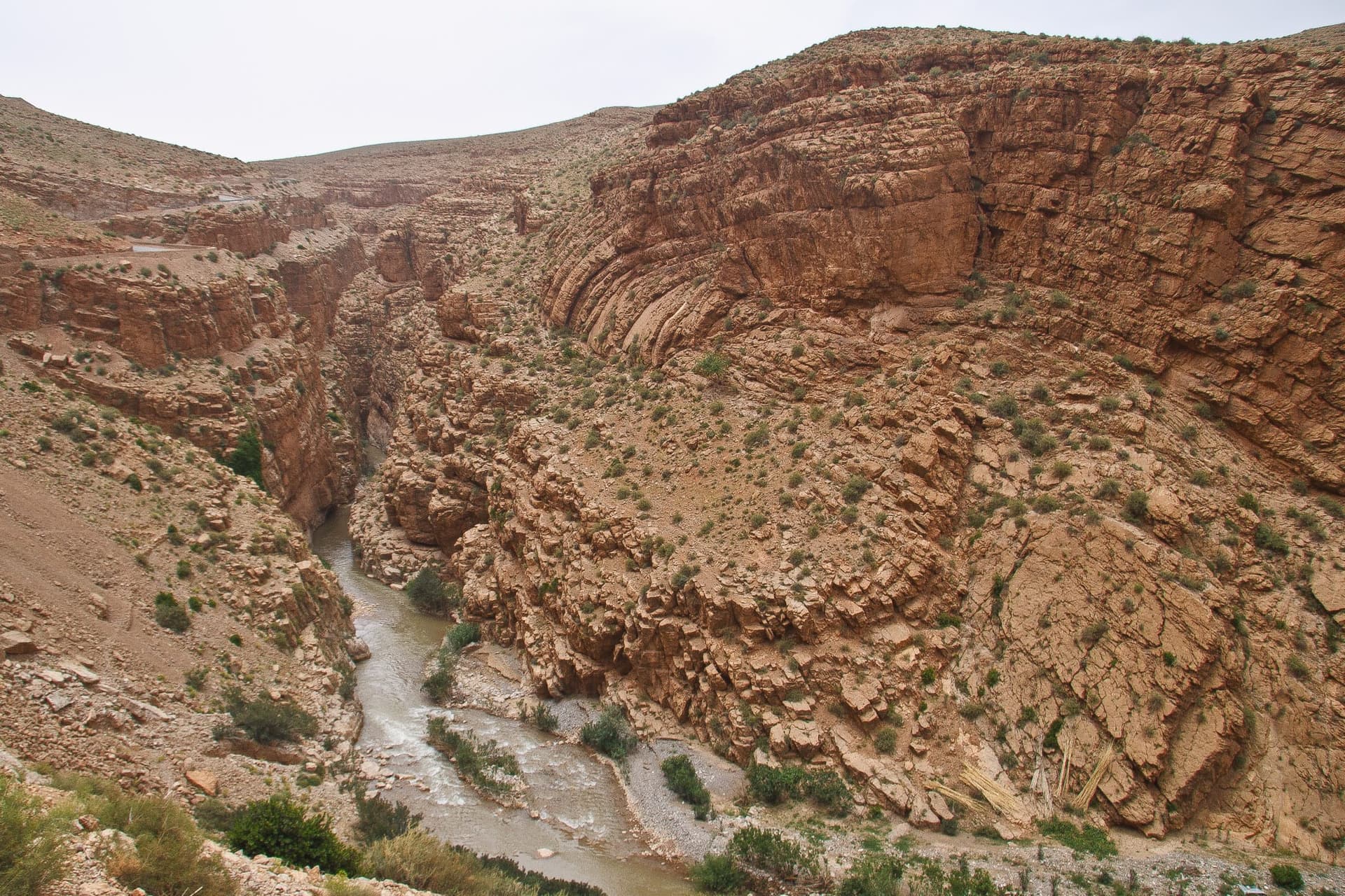 Winding canyon road through the Dades Gorge in southern Morocco