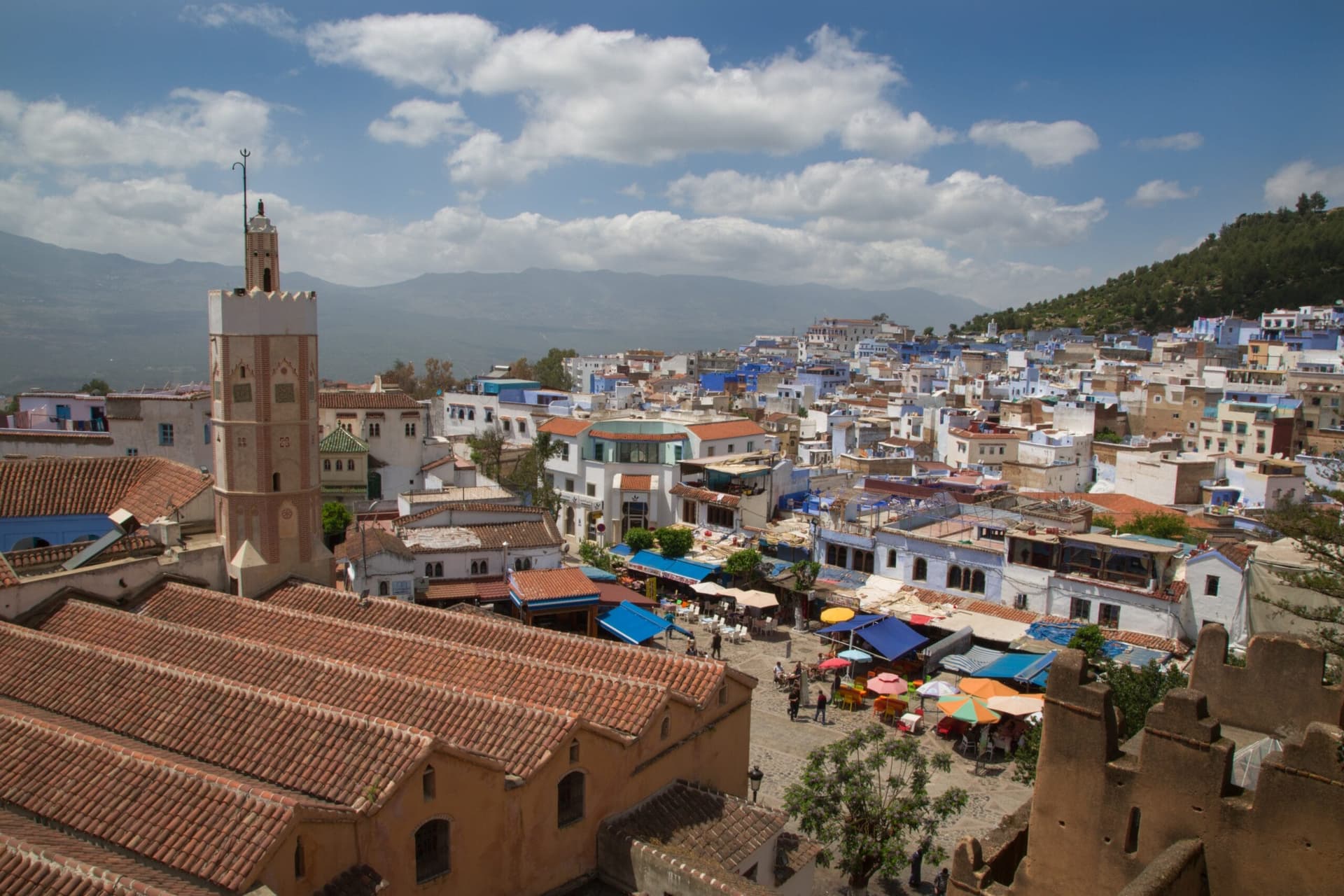 The Grand Mosque, an octagonal minaret landmark in Chefchaouen