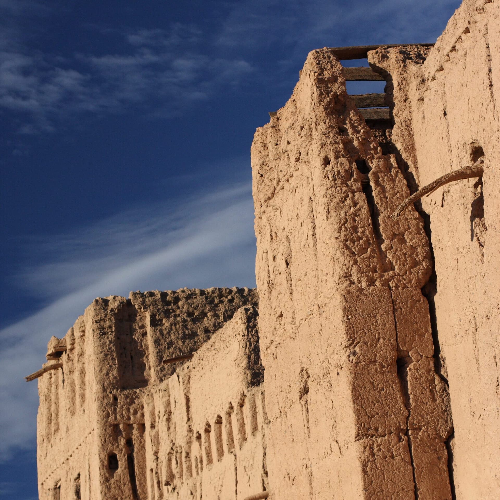 Kasbah ruins among the date palms of Skoura Oasis, Morocco