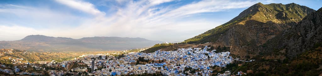Hillside panorama of Chefchaouen from near the Spanish Mosque