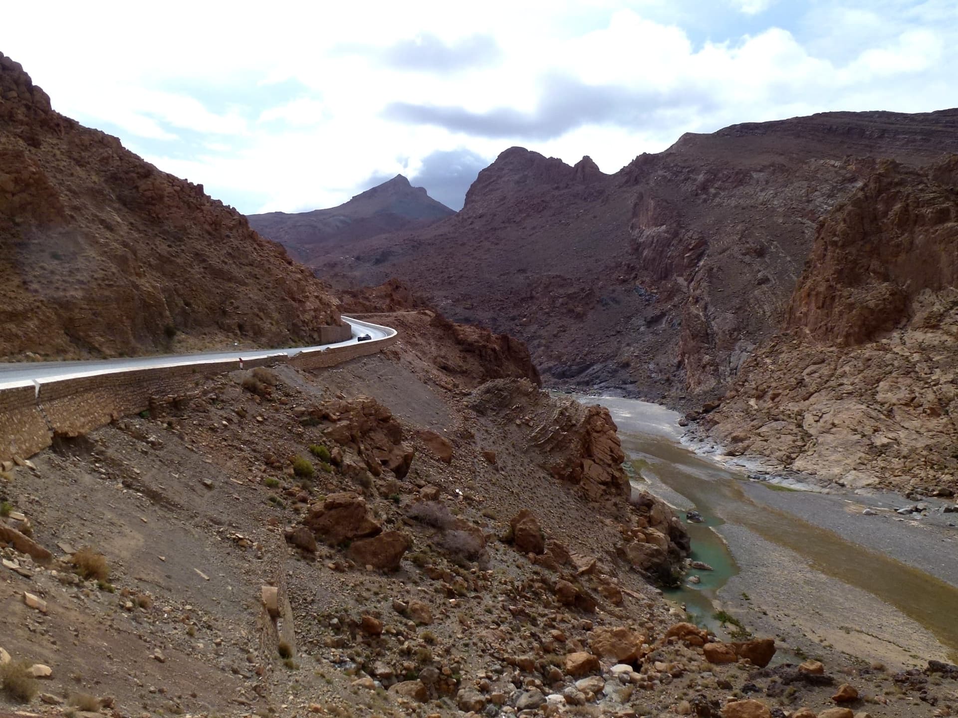 Palm-lined banks of the Ziz River in the Ziz Valley, Morocco