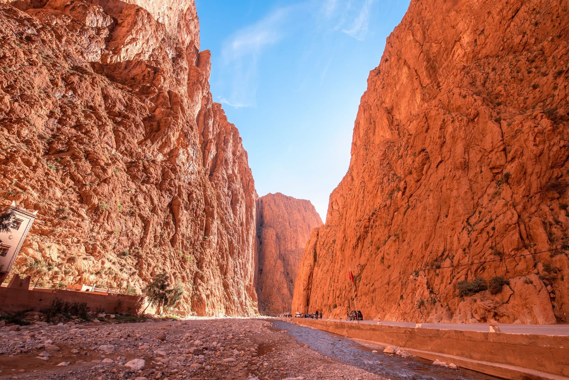 The limestone walls of the Todra Gorge in the High Atlas Mountains