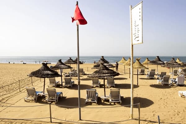 Sandy beachfront near the Cite Suisse district in Agadir, Morocco