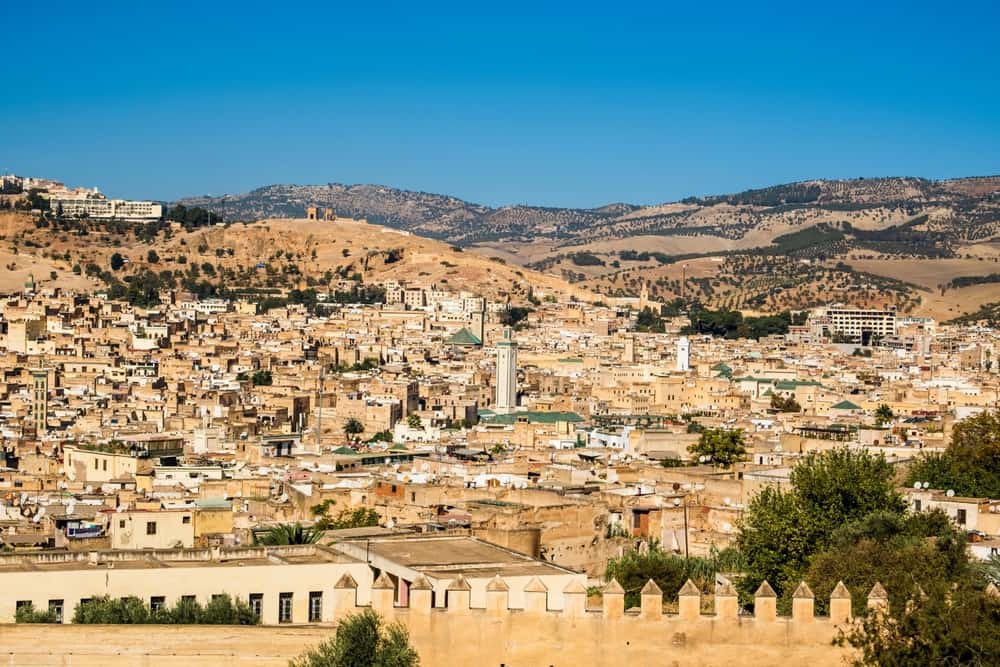 Hillside view over modern Fes, including the Ville Nouvelle district, Morocco