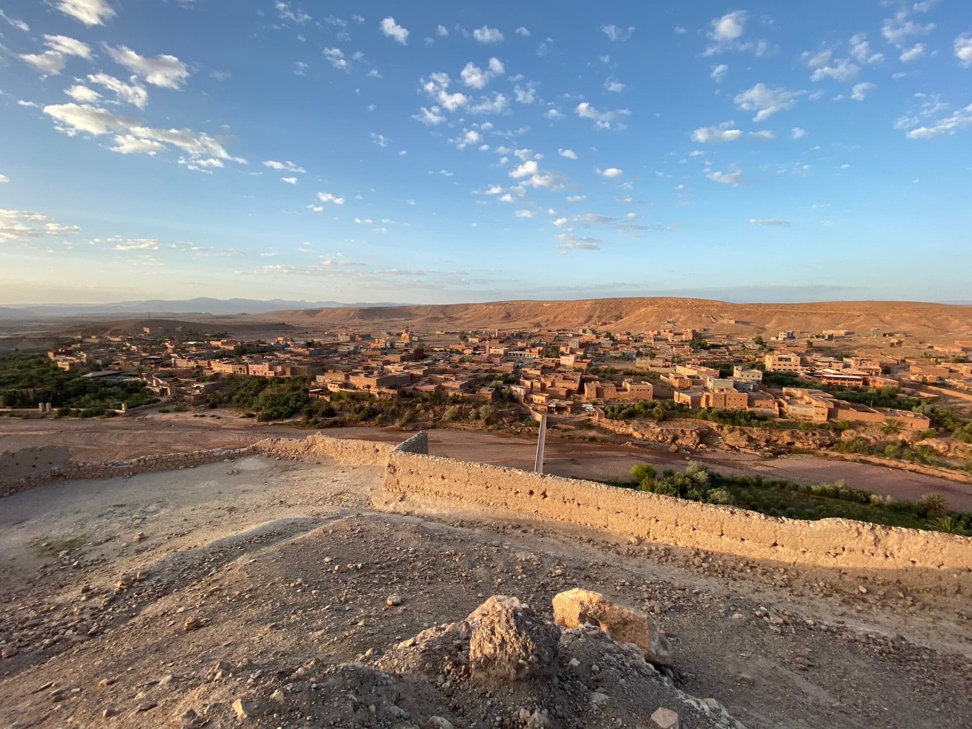 View over the Aït Benhaddou ksar and Ounila Valley from the hilltop granary