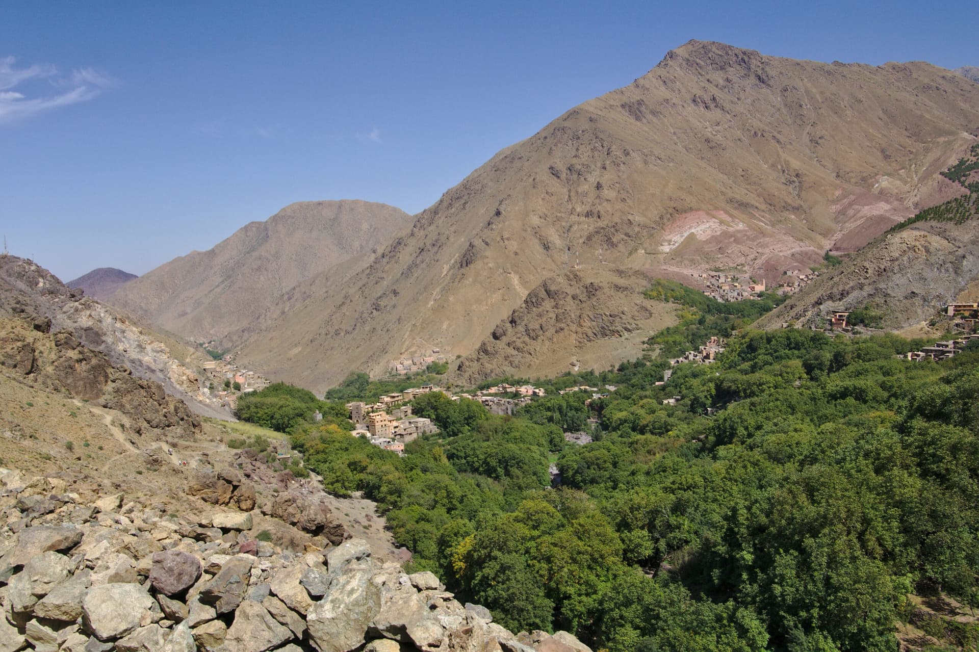 Terraced fields in the Imlil Valley near Ait Souka, High Atlas, Morocco