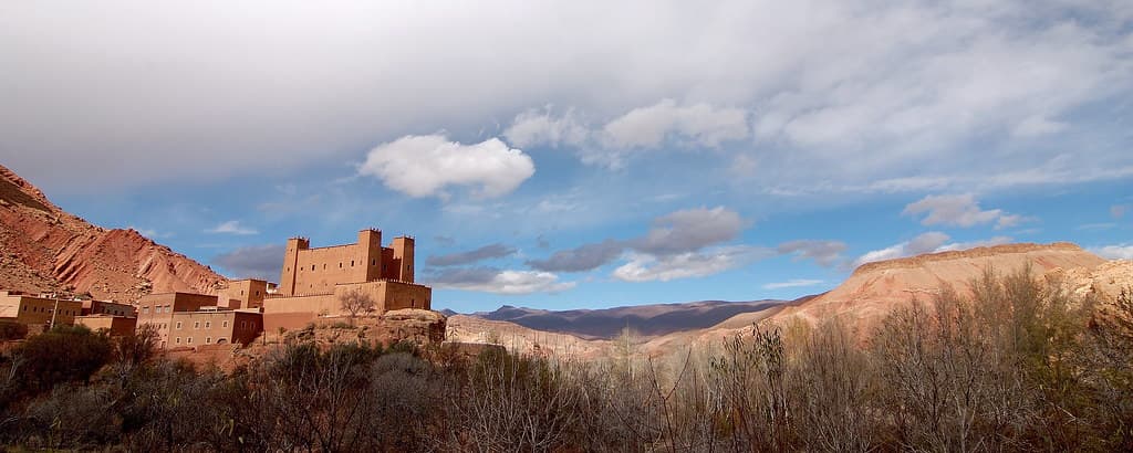 Traditional earthen kasbah near Ait Youl village in Morocco's Dades Valley