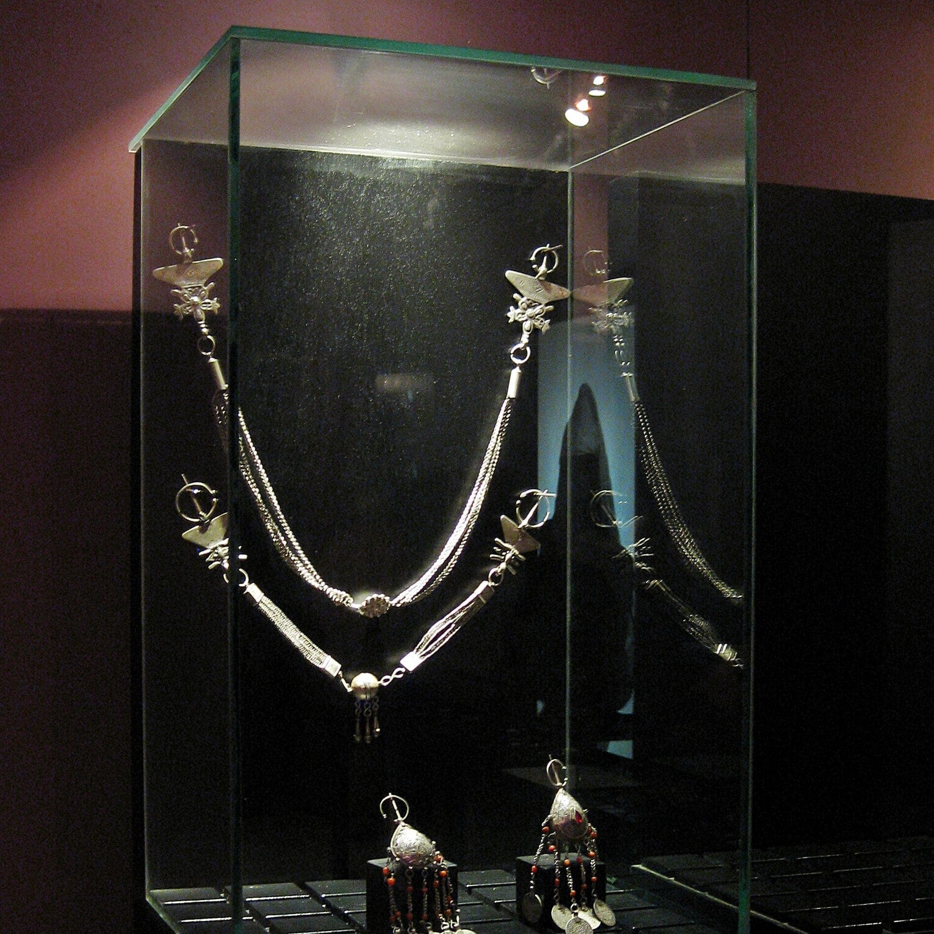Berber jewelry exhibit at the Amazigh Heritage Museum in Agadir