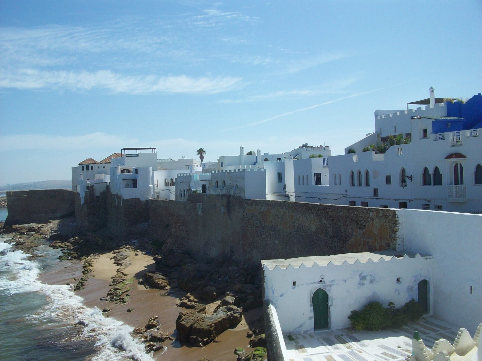 Waterfront near the port and Bab el Bahar sea gate in Asilah, Morocco