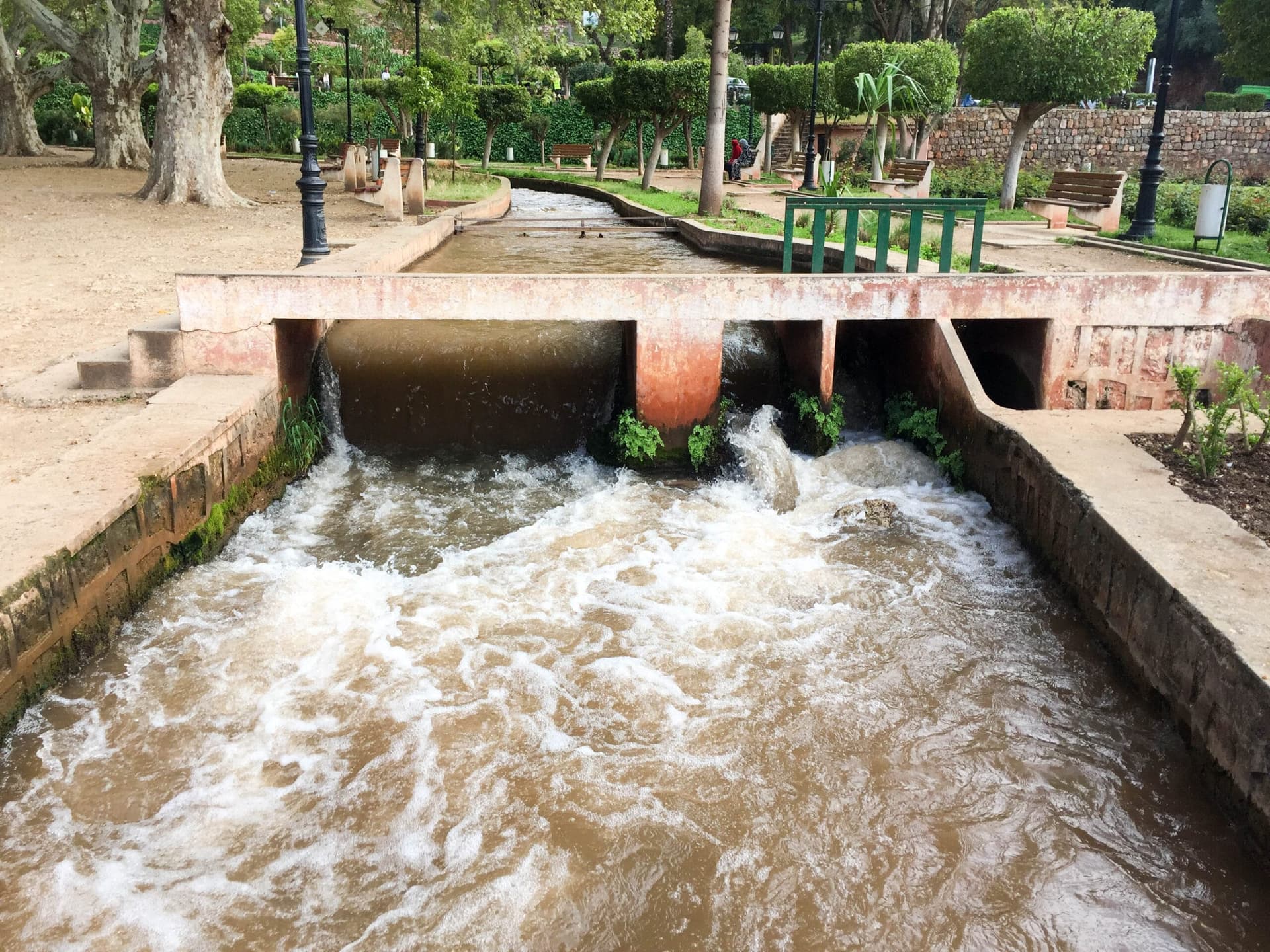 Ain Asserdoun natural spring and canal gardens in Beni Mellal, Morocco