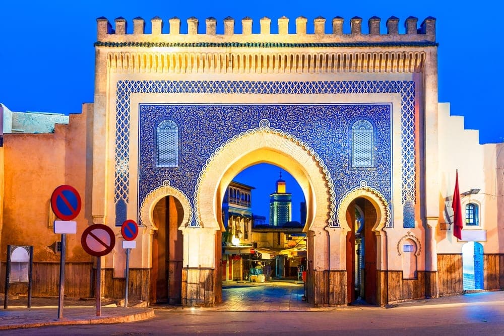 Bab Bou Jeloud, the ornate Blue Gate entrance to the ancient medina of Fes