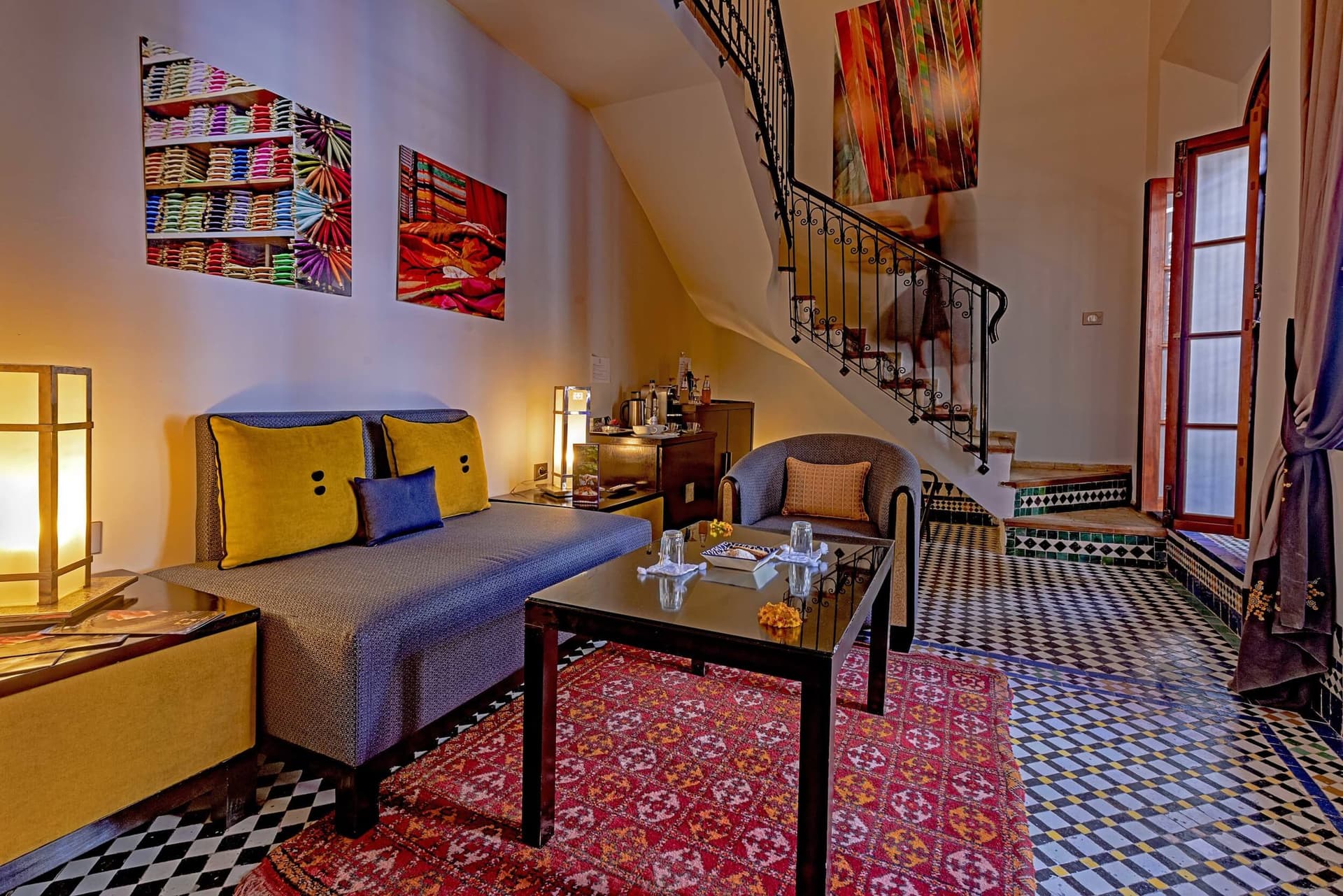Riad courtyard near the Bab Ftouh gate, Fes medina, Morocco