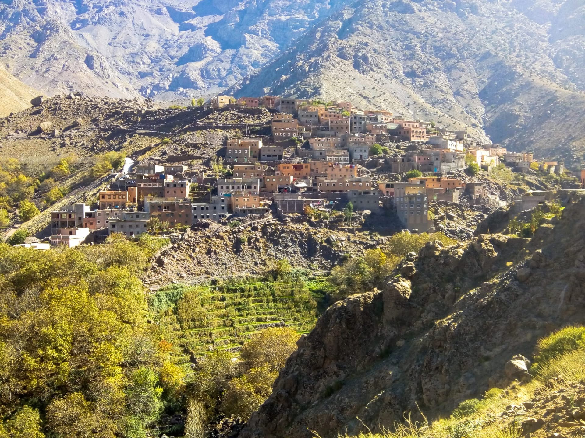Imlil village at the trailhead, 1,740m, the gateway to the High Atlas and Mount Toubkal