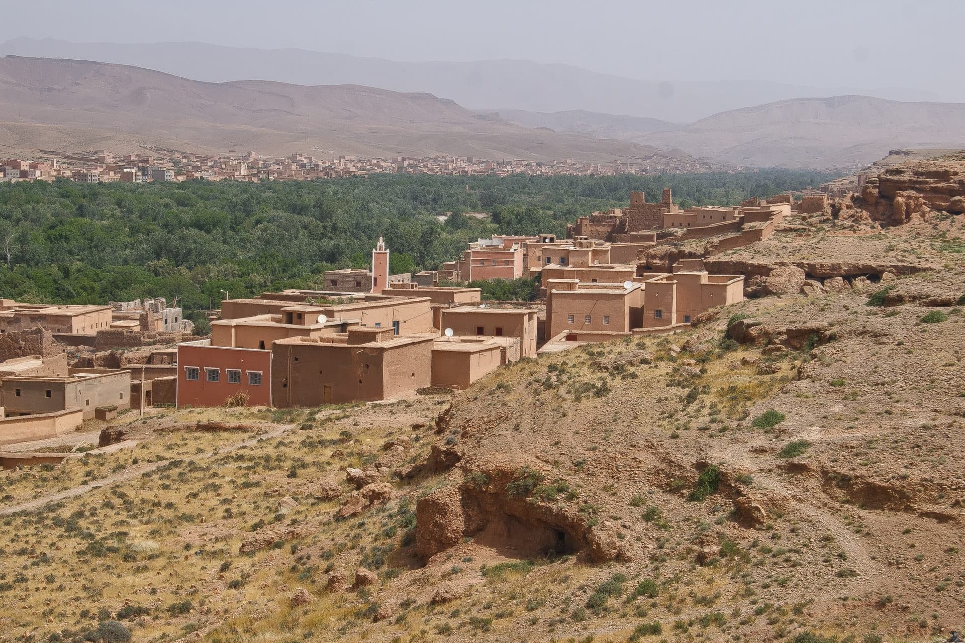 A fortified earthen kasbah typical of the Tizzarouine area near Boumalne Dades, Morocco