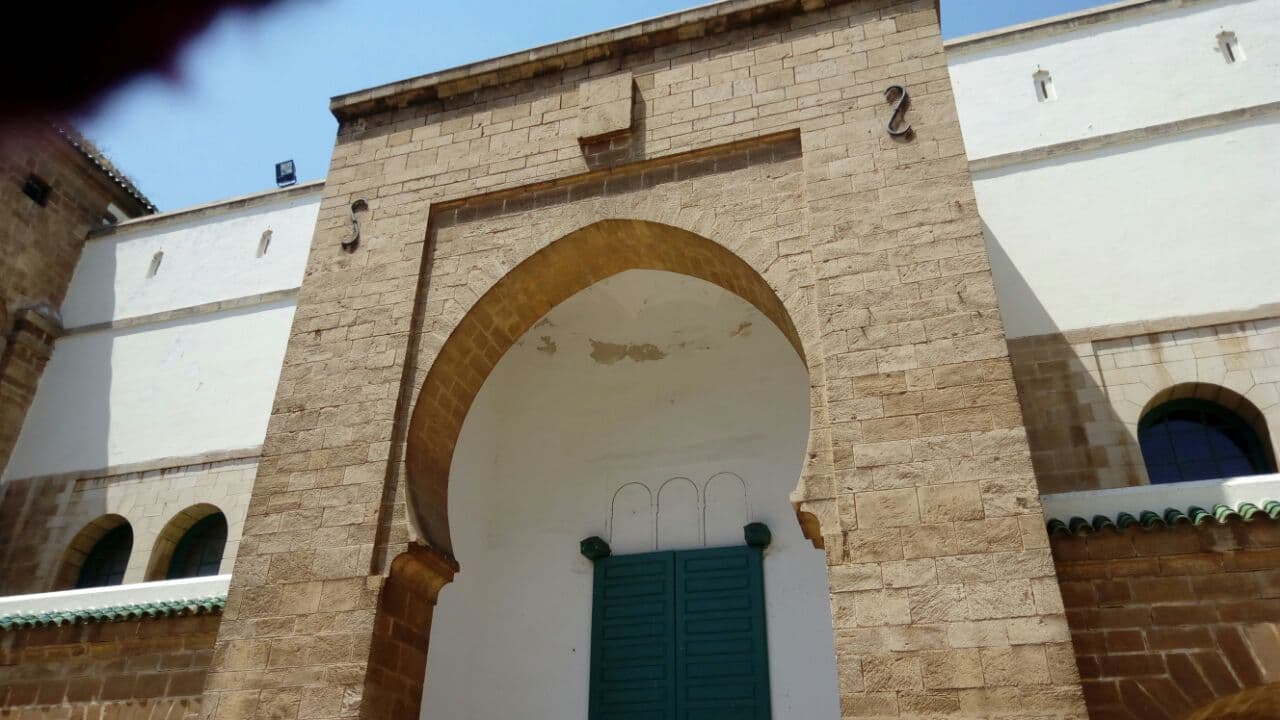 Historic Hispano-Moorish gateway in Casablanca, near the Temple Beth-El synagogue district