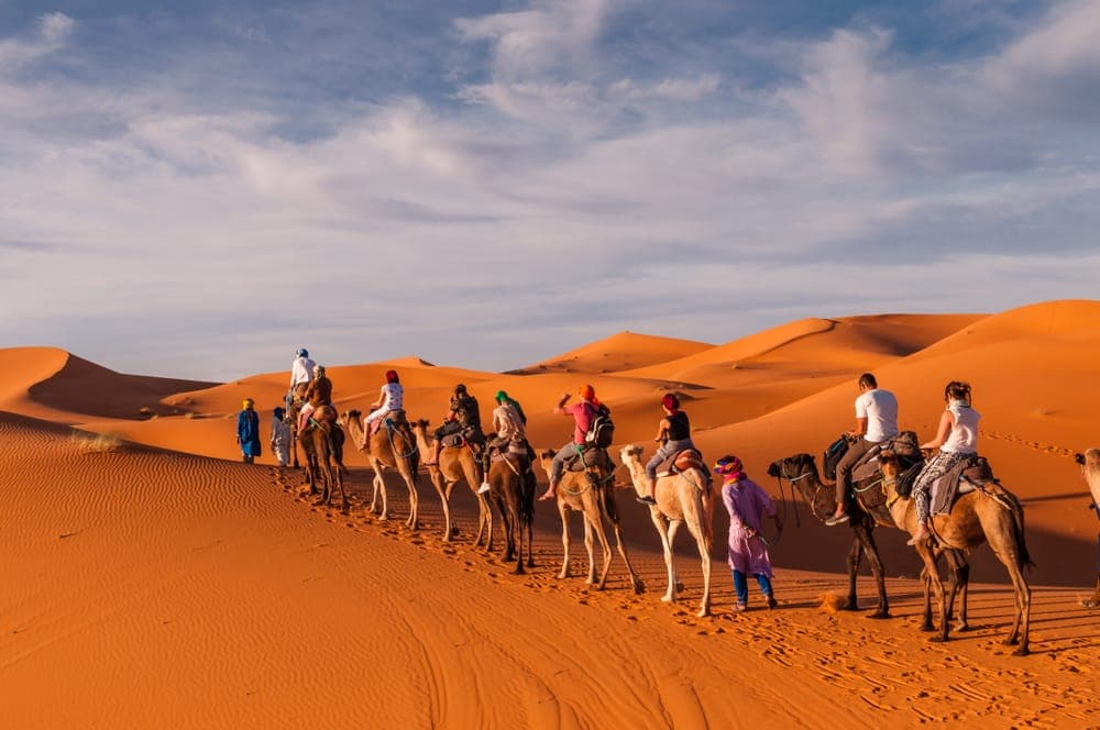 Hassilabied palm oasis village on the edge of Erg Chebbi, near Merzouga, Morocco