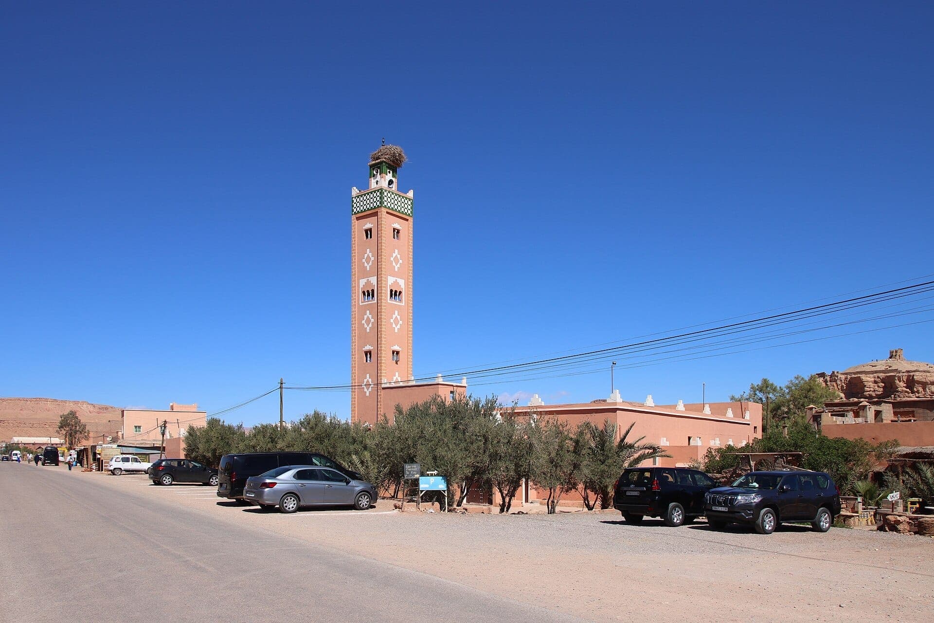 View of Mosque and Communal Spaces in Ait benhaddou, Morocco