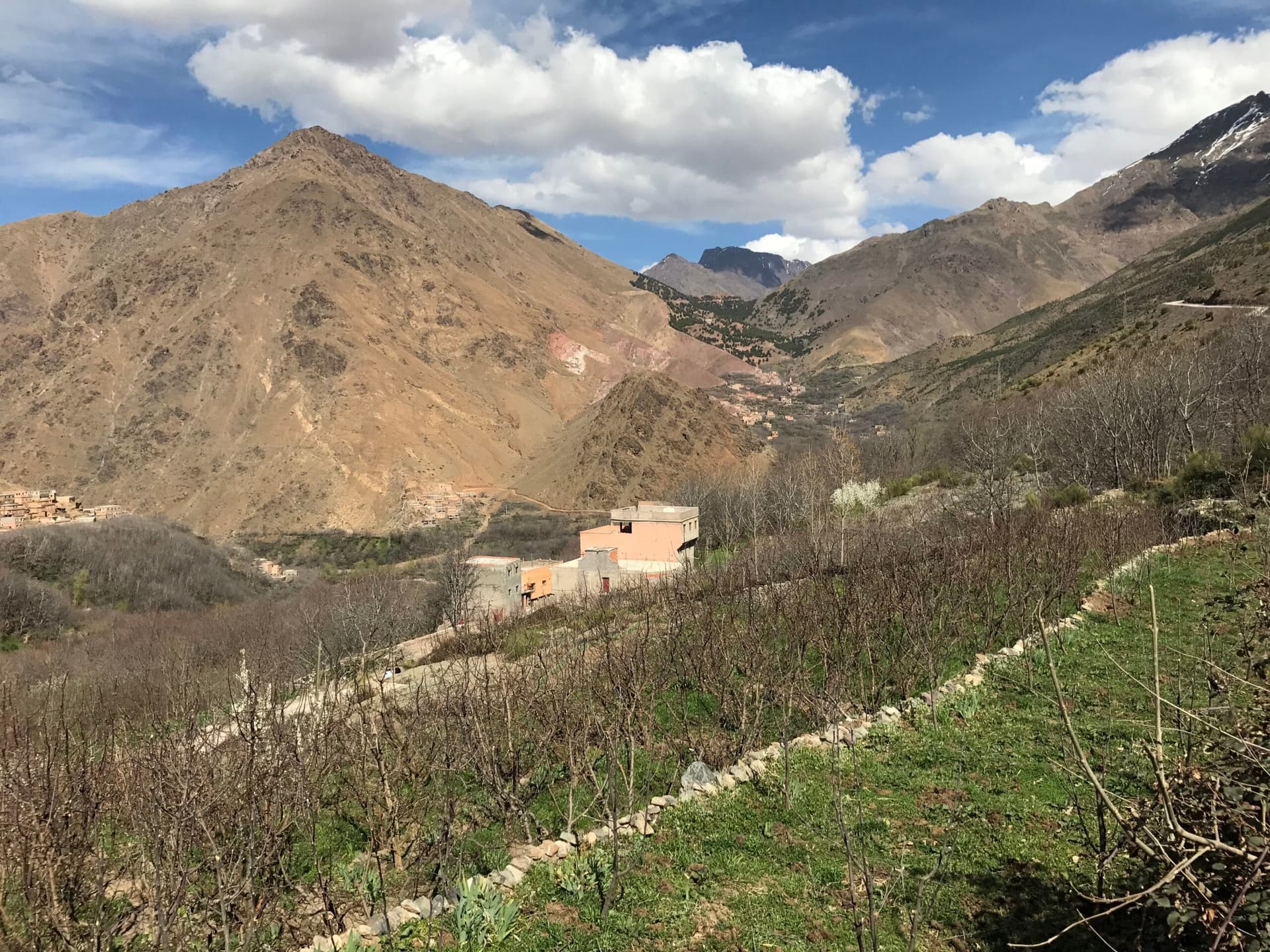 Mountain trekking path near the hamlet of Mzik above Imlil, Morocco
