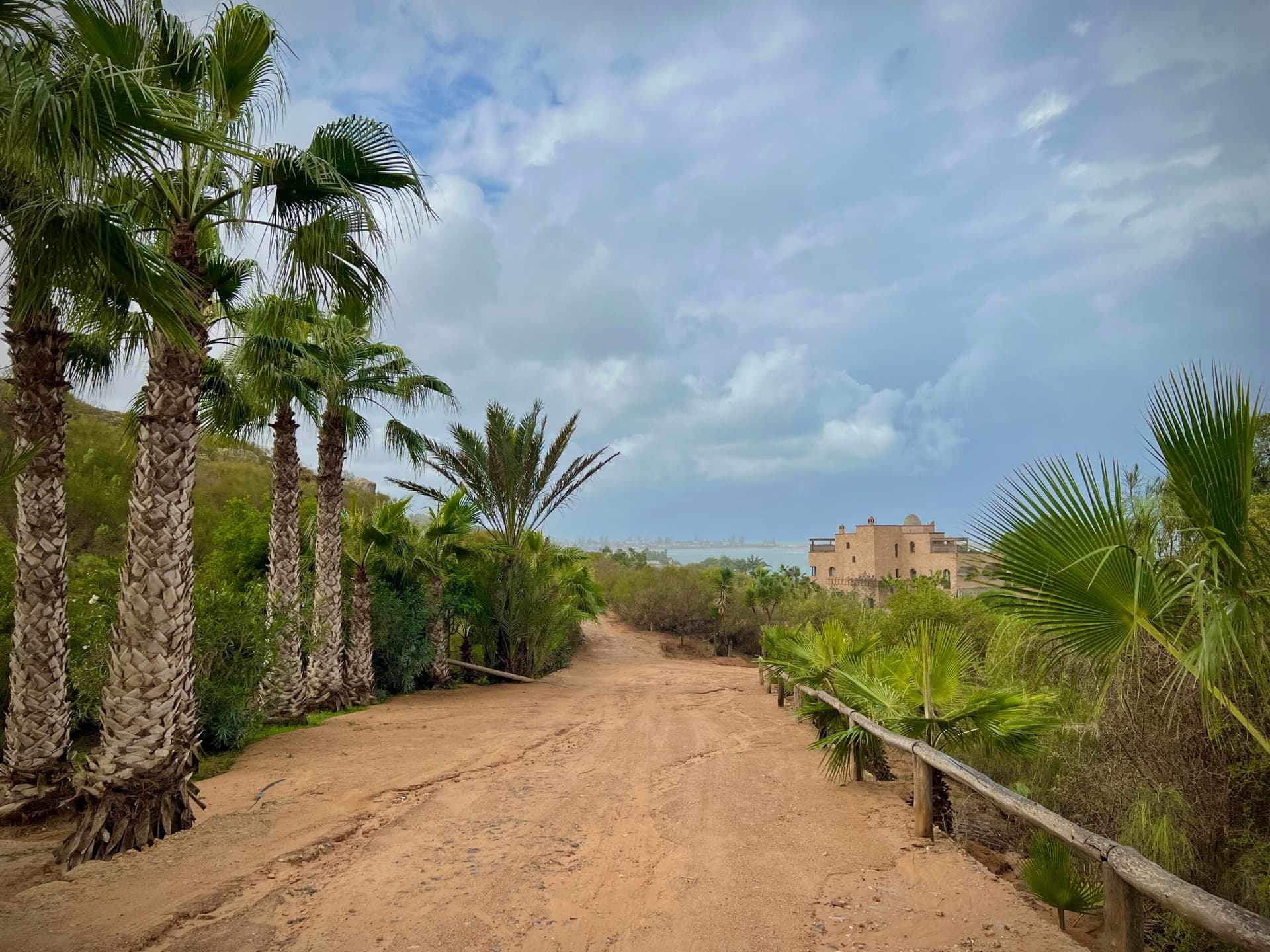 Road leading to the historic kasbah fort area above Oualidia, Morocco