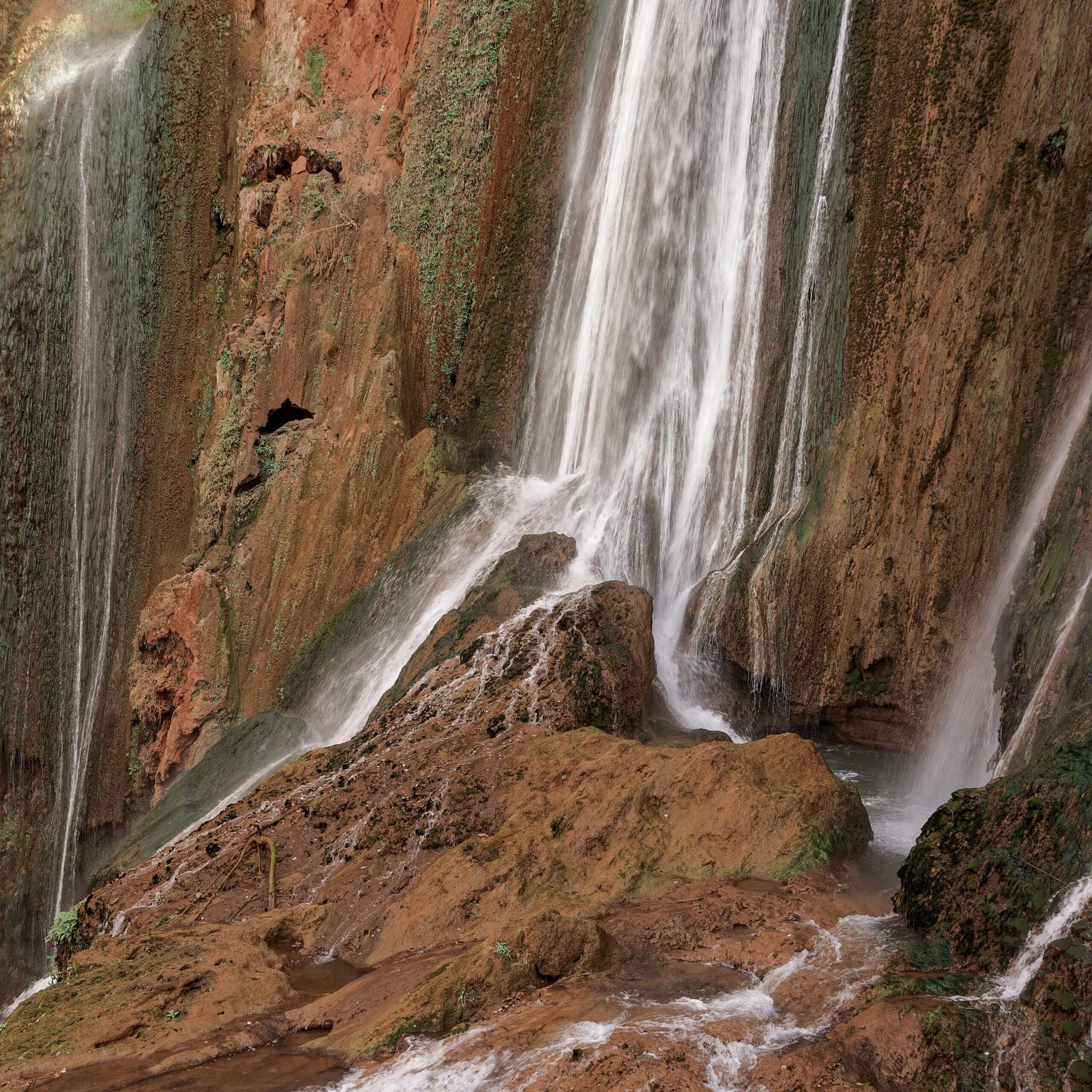 Water flow at the source area of the Ouzoud waterfalls, Morocco