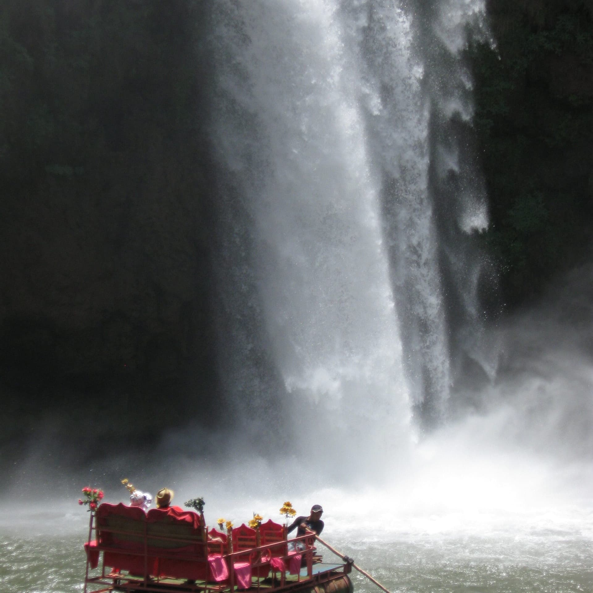 Viewing platform above the swimming pools and boat launch at the base of Ouzoud Falls