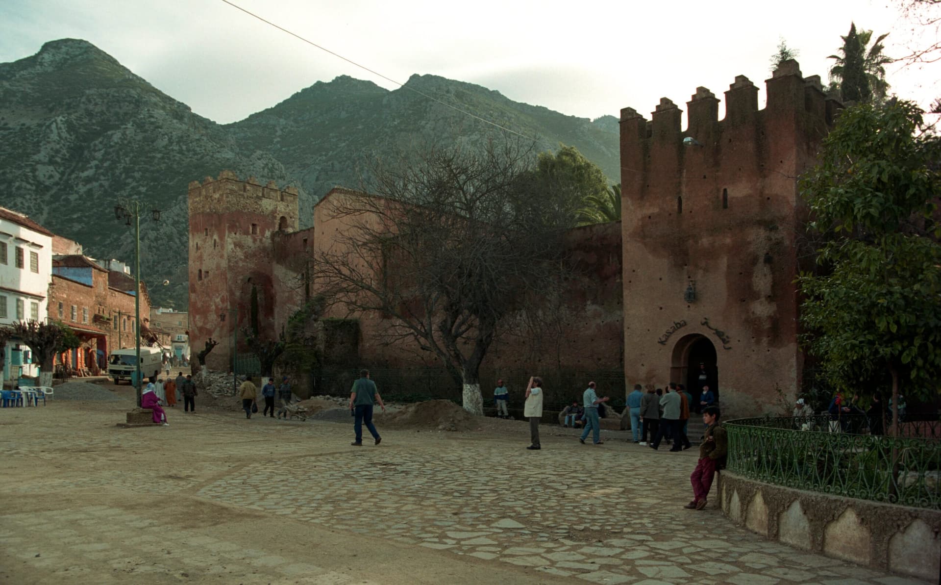 Plaza Uta el-Hammam, the main square beside Chefchaouen's Kasbah walls