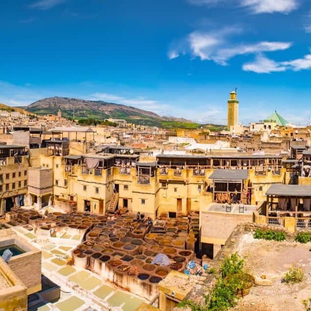 Traditional architecture and craft detail in the Fes medina, Morocco