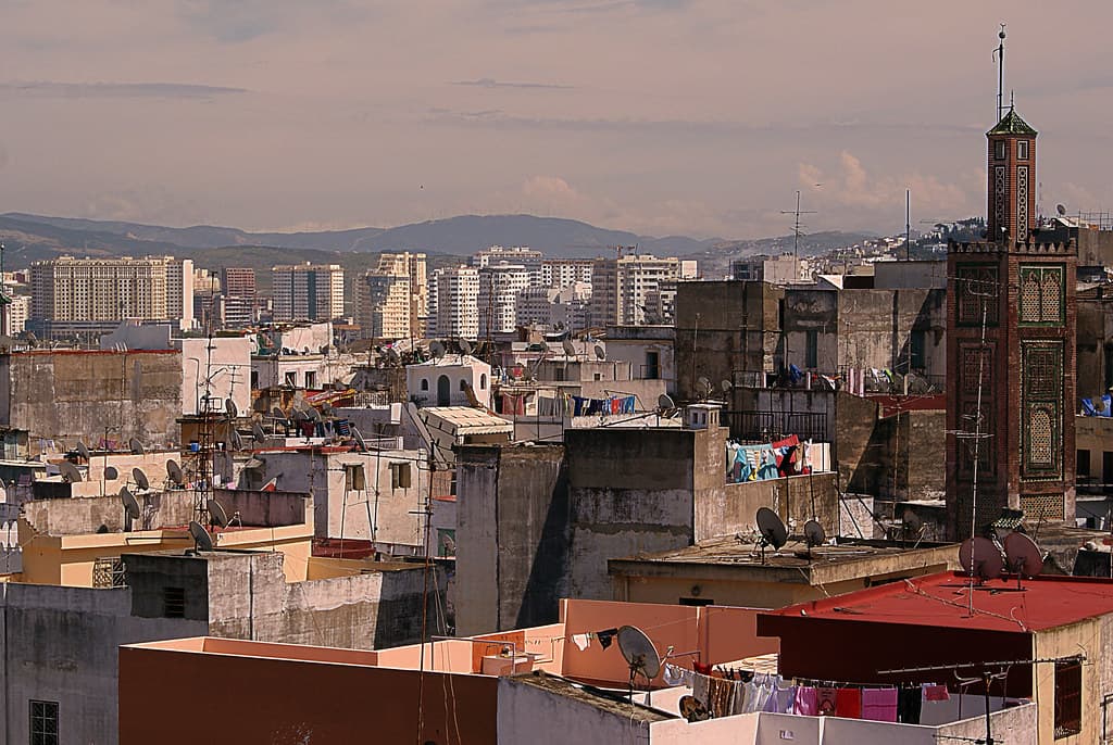 Contrast of old and new Tangier in the Ville Nouvelle city center