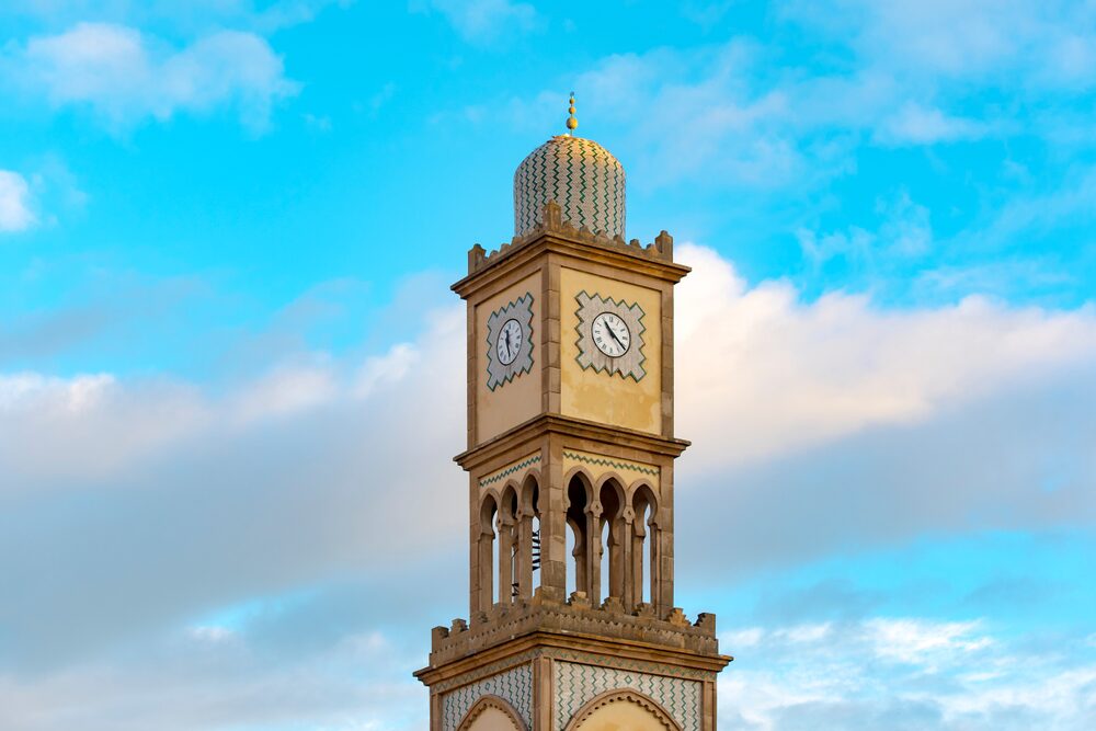 Ancient Clock Tower In Casablanca