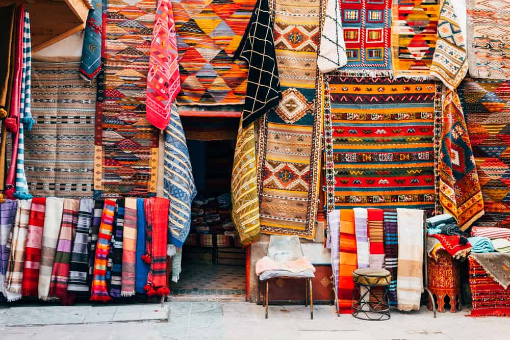 Carpets Hanging At Moroccan Shops