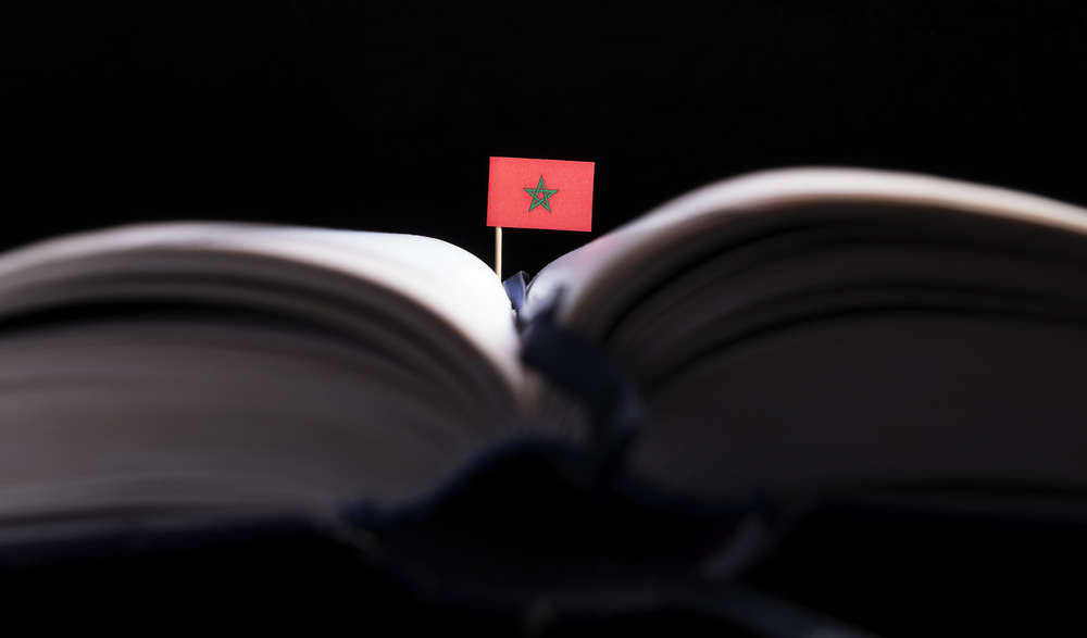 Moroccan flag in the middle of the book