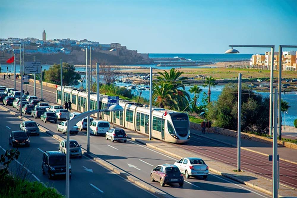 Tram On The Bridge In Rabat