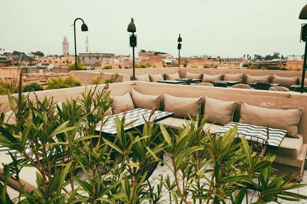 Traditional Rooftop Cafe Interior Marrakech